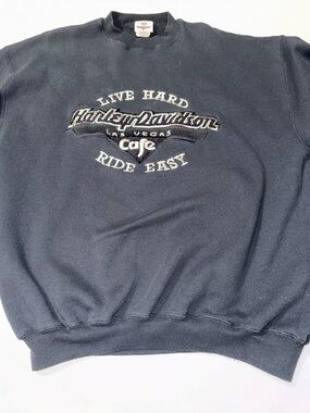 Harley-Davidson Black Crewneck Sweatshirt with Embroidered Las Vegas Logo